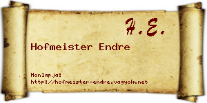 Hofmeister Endre névjegykártya